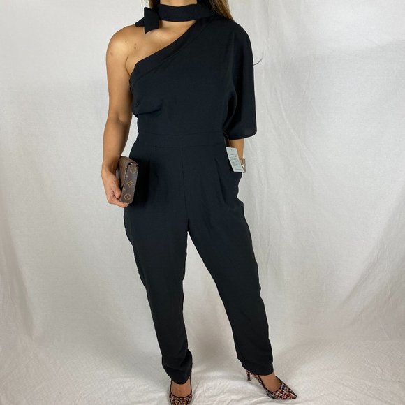 Adelyn Rae Pants - Adelyn Rae Black Tie Neck Jumpsuit NWT
